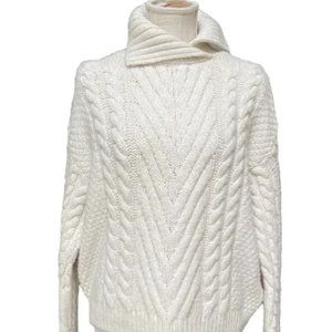 Zara Cable Knit Chunky Sweater with Split Collar Size: S